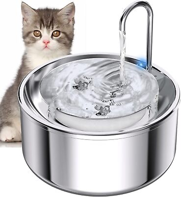 #ad EALLOO Cat Water Fountain Stainless Steel 2.5L 84oz Automatic Pet Water Fountain $23.99