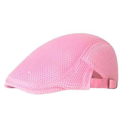 #ad Unisex Mesh Newsboy Hat Breathable Summer Flat Cap Adjustable One Size Pink $24.22