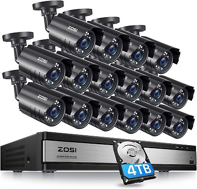 #ad ZOSI 16CH H.265 1080P CCTV Outdoor Home Security Camera System IR Night 2 4TB $287.99