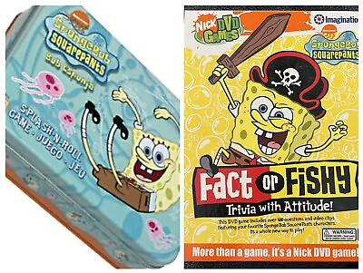 #ad TWO SpongeBob Boardgames: SPLASH N ROLL EX amp; FACT OR FISHY Mint Condition $20.00