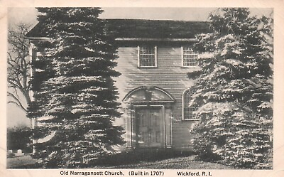 #ad Postcard RI Wickford Rhode Island Old Narragansett Church 1933 Vintage PC e9679 $3.00