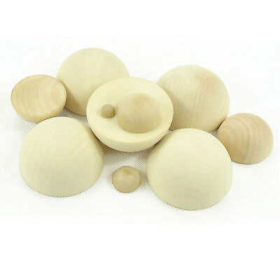 #ad 10mm 75mm Natural Wooden Craft Semicircle Balls DIY Split Half Halved Wood Balls $69.29