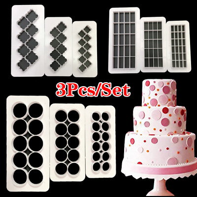 #ad 3pcs Cake Mold Fondant Cookie Cutter Pastry Biscuit Dessert Decor Baking Tools $4.89