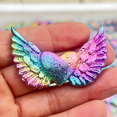 #ad 2 #x27;#x27; Natural Bismuth Quartz Hand Carved Love wing Crystal Healing Reiki 1pc $14.02