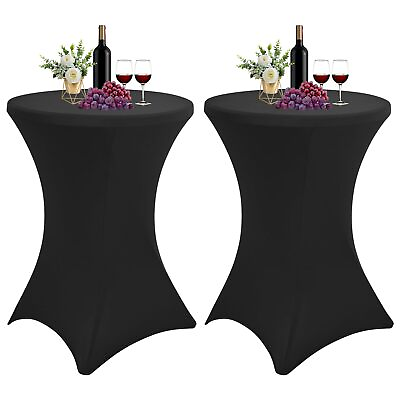 #ad Cocktail Table Covers Black 2 Pack 32x43 Inch Cocktail Table TableclothsFitte... $35.95