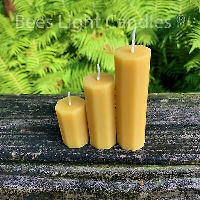 #ad Octagon Beeswax Pillar Candles All Natural Set of Bees Wax Pillars Patio Set $10.66