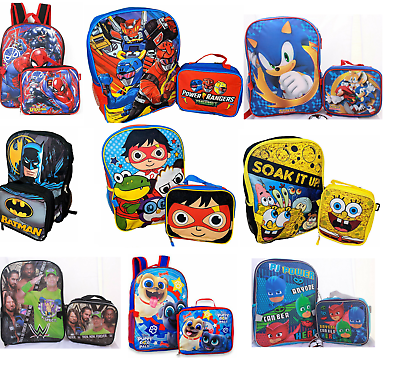 #ad Little Boys School Large Backpack Lunch box Set Cartoon Book Bag Kids Children $24.99