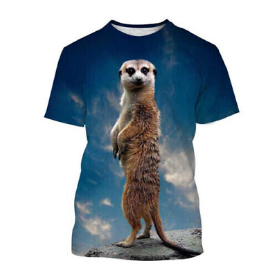 #ad Cute Meerkat Unisex Clothing 3D printed T shirt men#x27;s women fashion Casual Tops $24.29