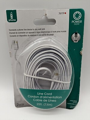 #ad Power Gear Telephone Line Cord 25ft White $5.99