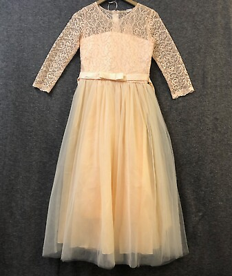 #ad IbTom Castle Princess Wedding Girls#x27;s Dress Babygirl#x27;s Lace Round neck NWT $18.89