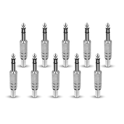 #ad 10Pcs 1 4quot; 6.35mm Male Mono Plug Stereo Audio Cable Jack Connector Adapter AU $10.99