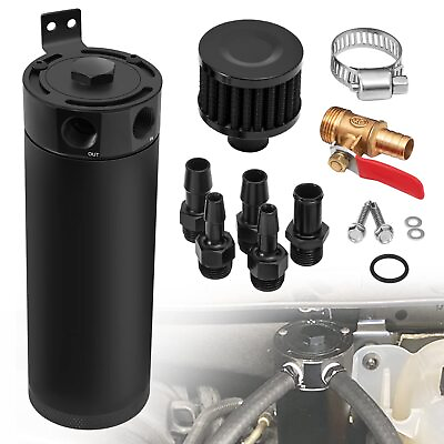 #ad Universal Aluminum Oil Catch Can Kit Reservoir Baffled Tank with Breather Filter $20.99