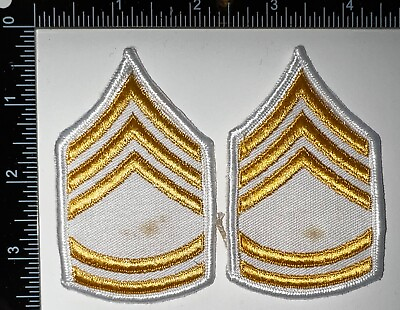 #ad US Army FEMALE E 7 Sergeant Stripes Chevrons PAIR UNUSED White Gold Dress Patch $10.00