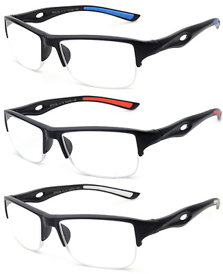 #ad Reading Glasses Men Classic Half Rimmed Sporty Look Reader Quality Rectangular $8.95