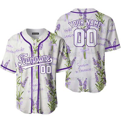 #ad Custom Vintage Lavender Pattern White Purple Custom Baseball Jerseys For Men amp; W $19.99