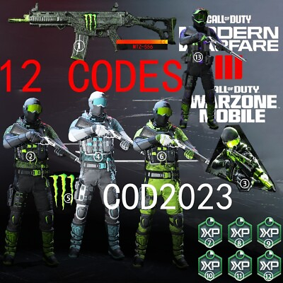 #ad #ad Call of Duty Modern Warfare 3 Monster Energy Full Set of 12 Codes Skin COD MW3 $11.99