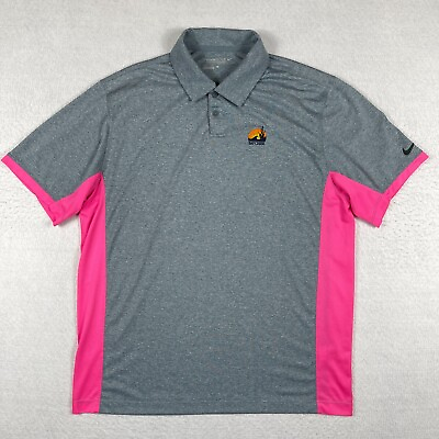#ad Nike Polo Shirt Mens Large Gray Pink Bay Creek Resort amp; Club Virginia Golfer $18.00