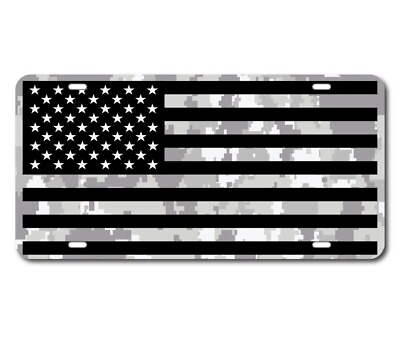 #ad Digi Camo American Flag Black and white Vanity License Plate Car Truck Accessory $12.95