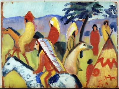 #ad August Macke Riding around the Indian tent 40x50IN Canvas $208.47