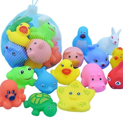 #ad 100 Set Kids Cute Animal Baby Bath Toys Colorful Swimming Soft Rubber  $35.00