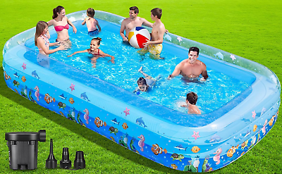 #ad Inflatable Swimming Pool Air Pump 130quot;x72quot;x22quot; for Kids Adults Family Pool $154.99