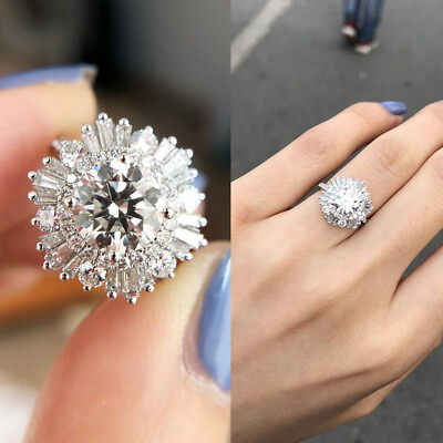 #ad Luxury Women Cubic Zircon Ring Anniversary 925 Silver Jewelry Sz 6 10 C $3.82