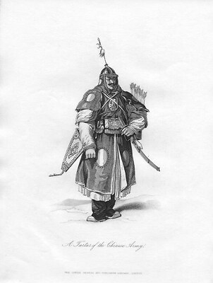 #ad China TARTAR TATAR WARRIOR CHINESE ARMY Genghis Khan 1842 Art Print Engraving $39.99
