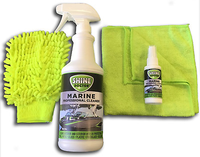 #ad Shine Doctor Boat Cleaning Kit Fiberglass Gelcoat Vinyl Grime Bugs Grease $33.99