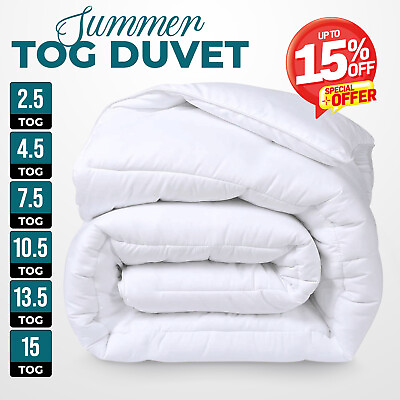#ad Duvet TOG 2.5 4.5 7.5 10.5 13.5 15 Quilt Soft Single Double King Super King Size GBP 11.99