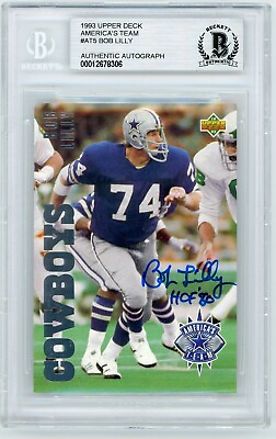 #ad BOB LILLY 1993 Upper Deck #AT5 Slabbed Signed Certified Autograph Beckett BAS $49.95