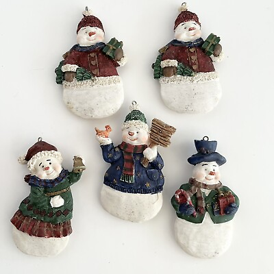 #ad Christmas 5 Various Snowman Hanging Ornaments Resin $29.99