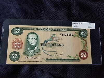 #ad Jamaica 2 Dollars 1976 Pick #60b Almost Uncirculated $8.99