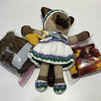 #ad Handmade Crochet Amigurumi Dog Doll With Two Extra Sets Of Clothing Brand New $112.50
