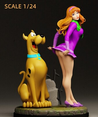 #ad 1 24 resin figure model H 75mm Cartoon girl and dog Unassembled Unpainted $23.43