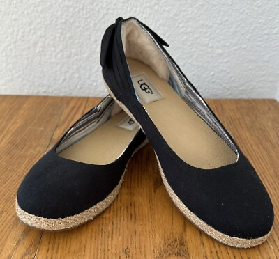 #ad NEW UGG Womens Black Size 8 Perrie Cotton Canvas Skimmer Flats 1011186 Shoes $48.00