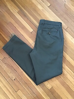 #ad Luxe Tommy Hilfiger Men#x27;s 34 32 Solid Green Slim Fit Khaki PantsCottonStains $14.99