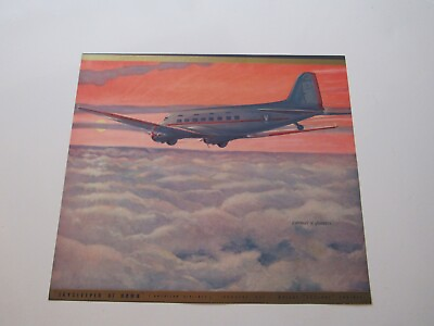 #ad Vintage 1940#x27;s Charles H. Hubbell Lithograph Print American Airlines SKYSLEEPER $49.99