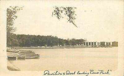 #ad Postcard RPPC 1910 Minnesota St Paul Como Park Pavilion boating landing 23 12842 $22.19