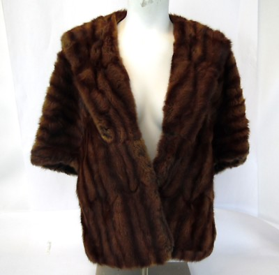 #ad Antique George Knies 1961 Philadelphia Authentic Brown Mink Fur Ladies Shrug $59.99