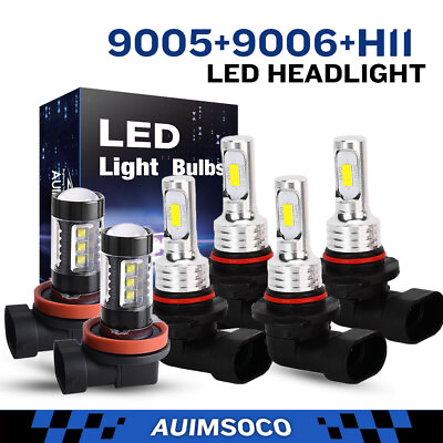 #ad For Toyota RAV4 Honda Accord Civic 2006 2012 Headlights Fog lights LED Bulbs Kit $31.19