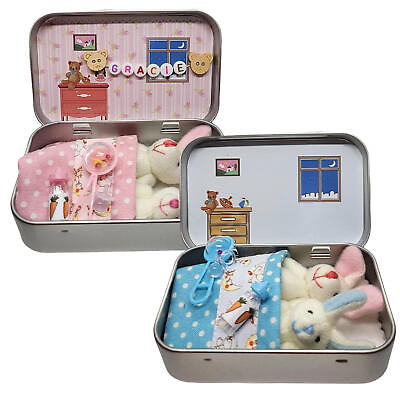 #ad Easter Tiny Bunny Plush Toy Pocket TinStuffed Tiny Rabbit In A Box $12.50