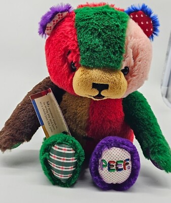 #ad PEEF Patchwork The Christmas Bear Colorful Stuffed Animal Plush Toy 12 in 1995 $42.50