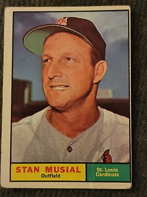 #ad 1961 Topps #290 Stan Musial LOW GRADE crease St. Louis Cardinals $9.99