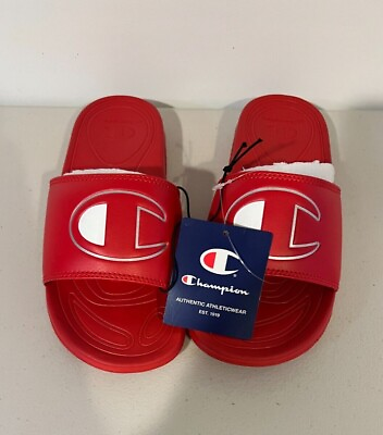 #ad Champion Big C New Red Silver Womens Slide Size 6 NWT $17.99