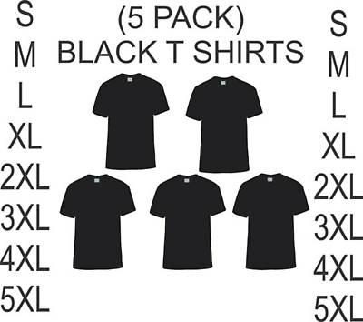 #ad 5 pack GILDAN Mens Plain BLACK T Shirts S M L XL 2XL 3XL 4XL 5XL USA $18.99