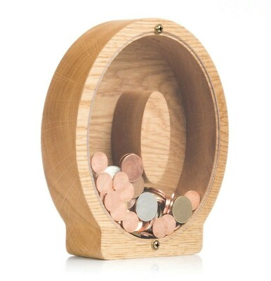 #ad Montessori wooden toy Letter O piggy bank 4 girl boy adult Kid money box Tip jar $44.99