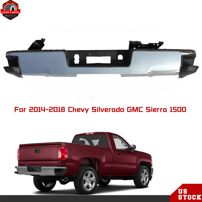 #ad For 2014 2018 Chevy Silverado GMC Sierra 1500 Rear Bumper Assembly Chrome Steel $158.81
