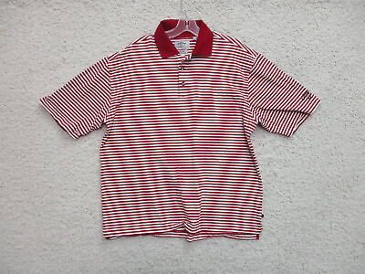 #ad Callaway Polo Shirt Medium Adult Red White Striped Golf Sport Casual Modern Mens $10.20