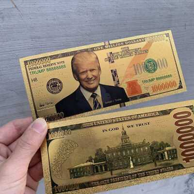 #ad 10pcs $1000000 Donald Trump Dollar Gold Foil Banknote Keep Great Again $10.00