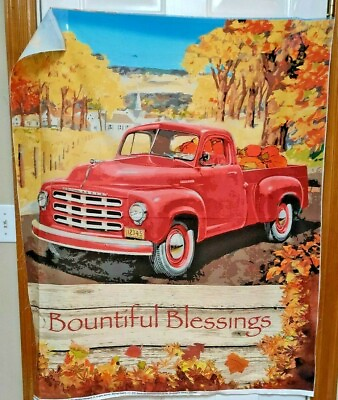 #ad Harvest Red Truck Blessings Panel by Springs Creative btp $11.99